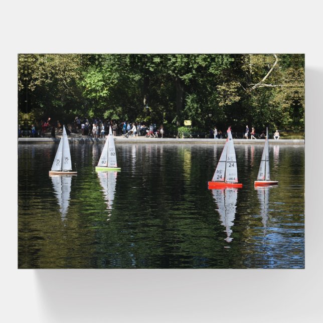 Central Park NYC Model Boat Pond Sailboats Paperweight (Front)