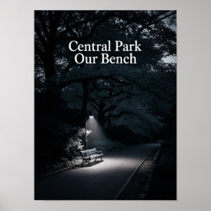 Central Park Our Bench Night Photography Poster