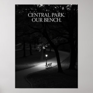 Central Park Our Bench Night Photography Poster