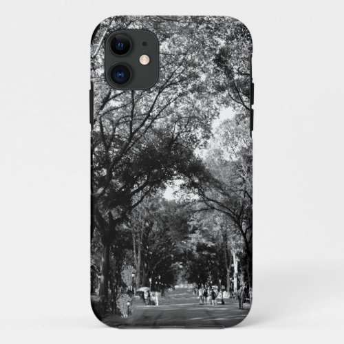 Central Park Poets Walk in the Summer BW iPhone 11 Case