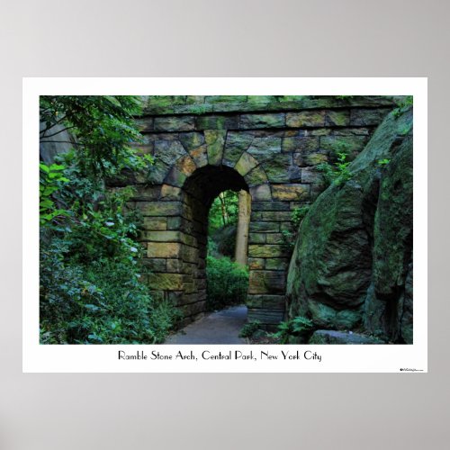 Central Park Ramble Stone Arch Captioned Poster