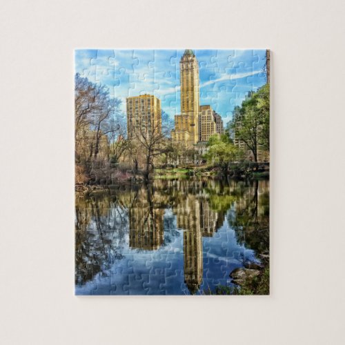 Central Park Reflection of New York Skyline Jigsaw Puzzle