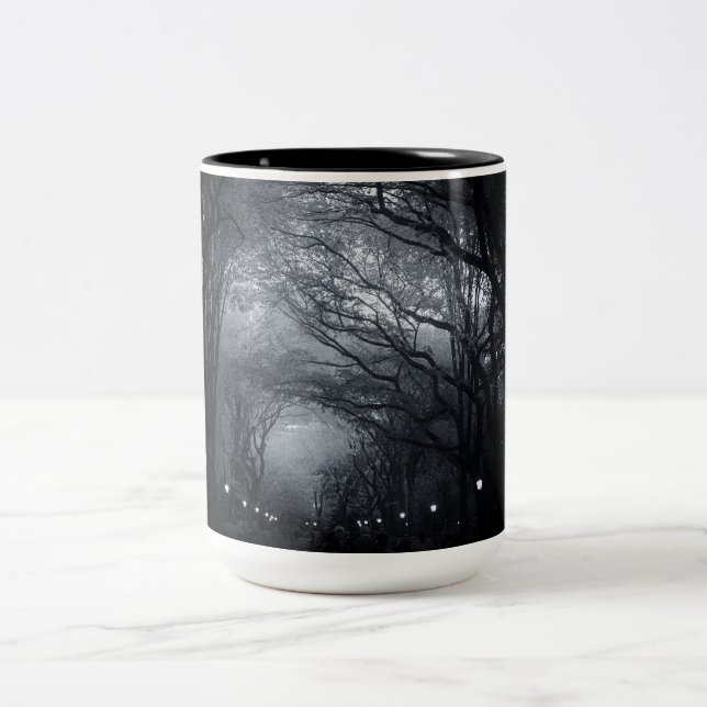 Central Park Row of Trees Two-Tone Coffee Mug (Center)