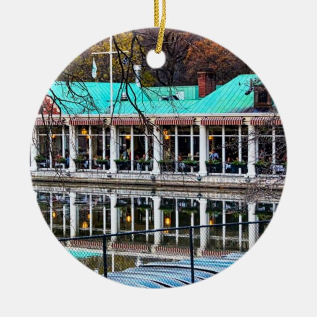 Central Park Rowboat Restaurant Boathouse Ceramic Ornament (Front)