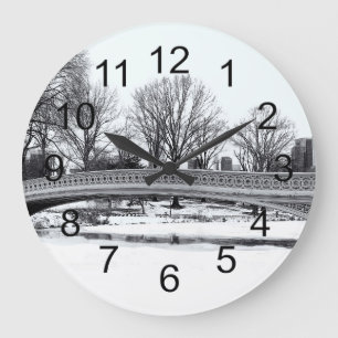 Central Park’s Bow Bridge Photo Large Clock