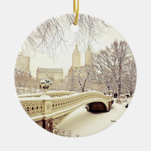 Central Park Snow _ Winter New York Ceramic Ornament