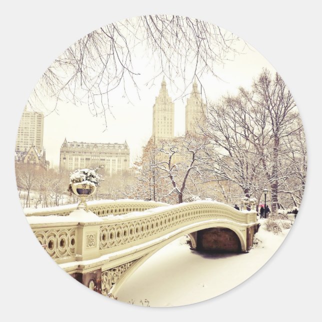 Central Park Snow - Winter New York Classic Round Sticker (Front)