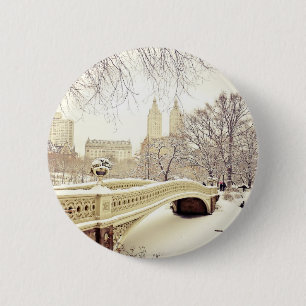 Central Park Snow - Winter New York Pinback Button