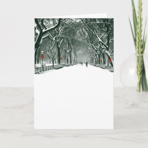 Central Park Snowy Path Holiday Card