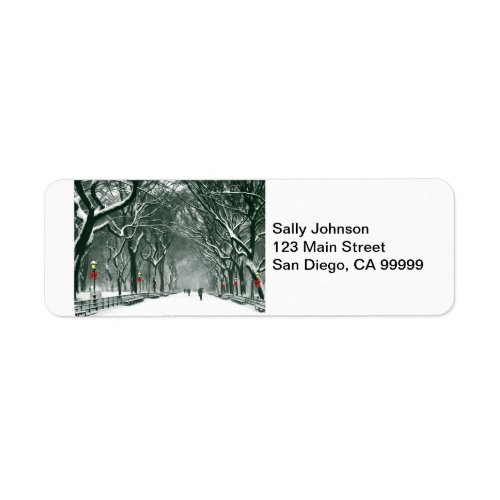Central Park Snowy Path Label