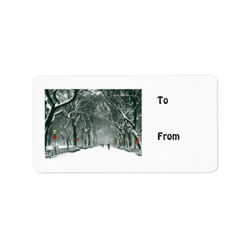 Central Park Snowy Path Label