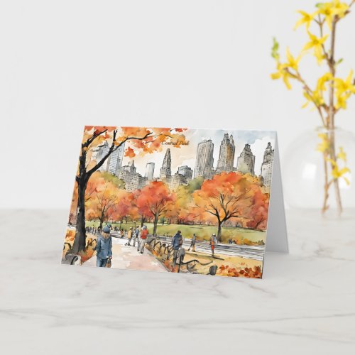 Central Park watercolors AI_generated Card