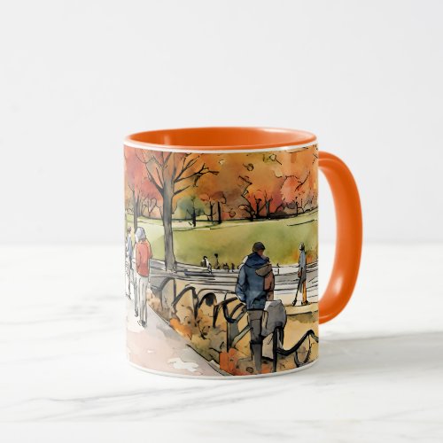 Central Park watercolors AI_generated Mug