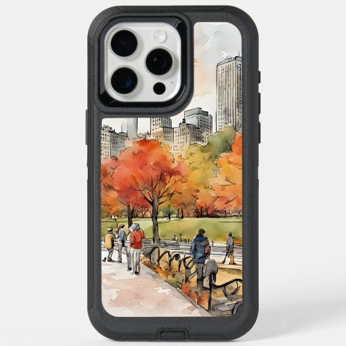 Central Park watercolors AI_generated iPhone 15 Pro Max Case