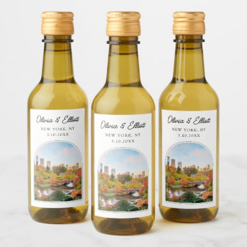 Central Park Wedding New York Favor Personalized Wine Label