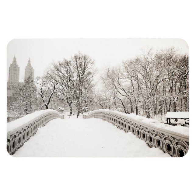 Central Park Winter Romance - Bow Bridge Magnet (Horizontal)