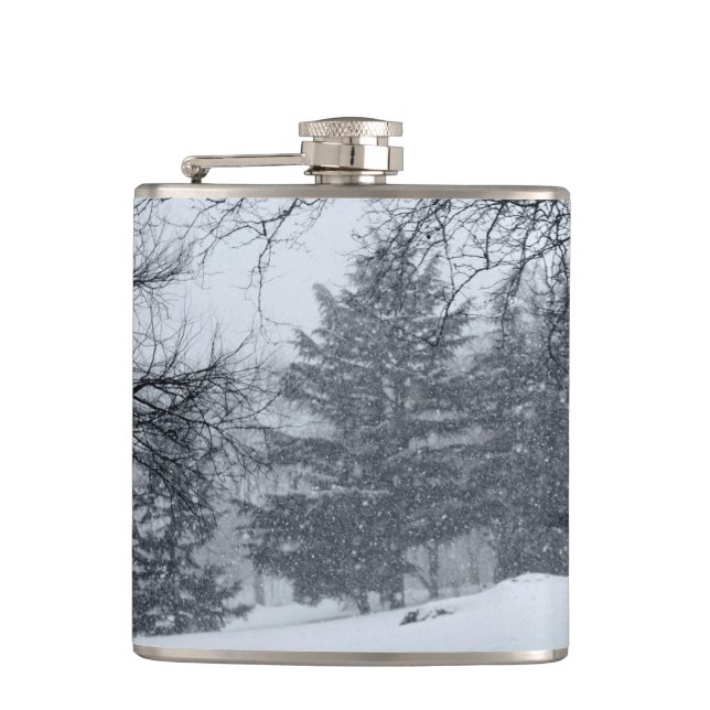 Central Park Winter Snow Landscape Photo Flask (Front)