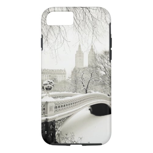 Central Park Winter _ Snow on Bow Bridge iPhone 87 Case