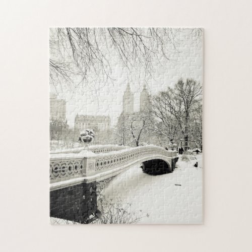 Central Park Winter _ Snow on Bow Bridge Jigsaw Puzzle
