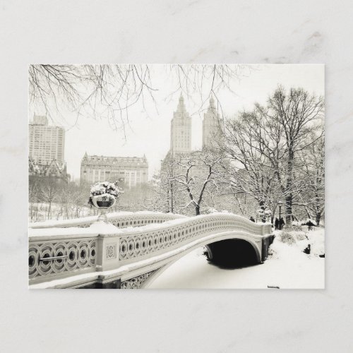 Central Park Winter _ Snow on Bow Bridge Postcard