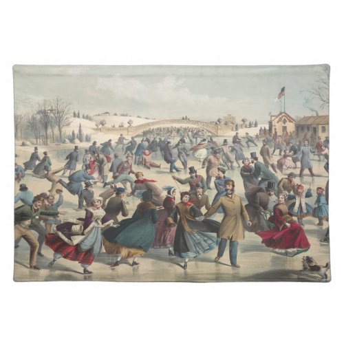 Central_Park winter The skating pond New York Cloth Placemat