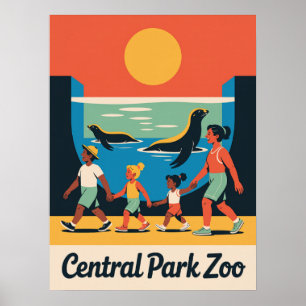 Central Park Zoo Manhattan Family Seal Exhibit Poster