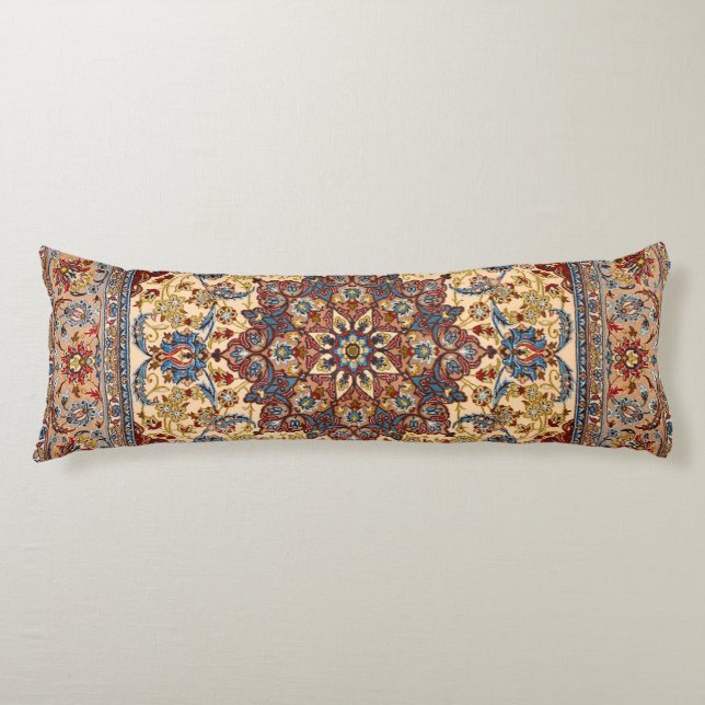 Central Persia Blue Symmetrical Stars  Body Pillow (Front)