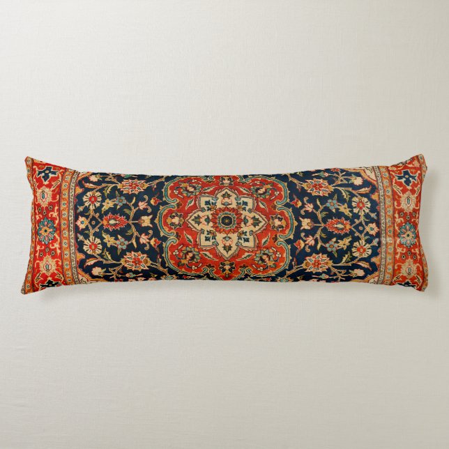 Central Persia Dark Blue Red Tan  Body Pillow (Front)