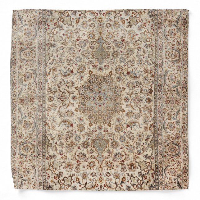 Central Persia Dusty Blue Tan  Bandana (Front)
