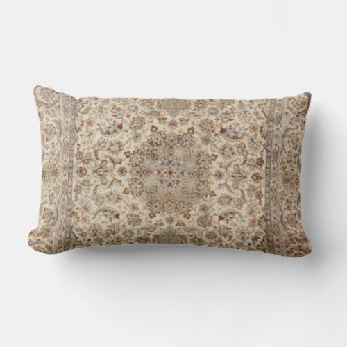 Central Persia Dusty Blue Tan Throw Pillow