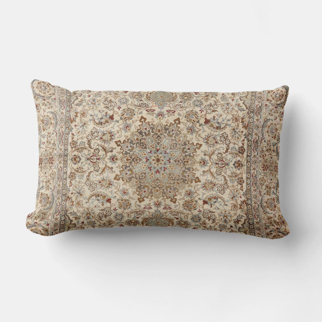 Central Persia Dusty Blue Tan Throw Pillow (Front)