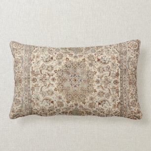 Central Persia Dusty Blue Tan Throw Pillow