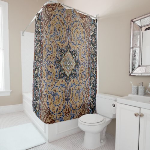 Central Persia Golden Yellow Blue  Shower Curtain