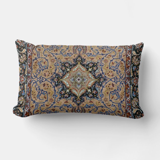 Central Persia Golden Yellow Blue Throw Pillow (Front)
