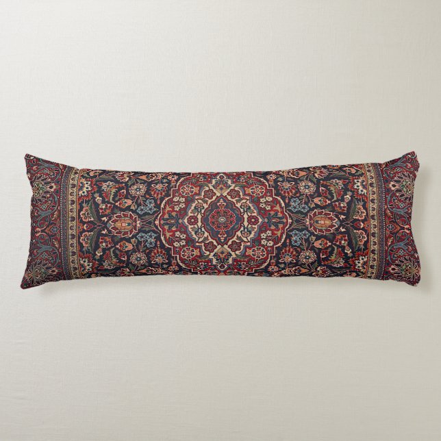 Central Persia Kashan Red Blue Purple   Body Pillow (Front)