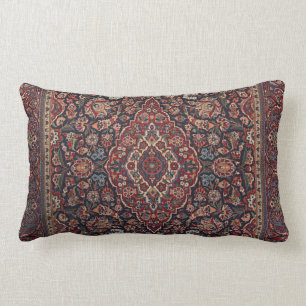 Central Persia Kashan Red Blue Purple  Throw Pillo Lumbar Pillow