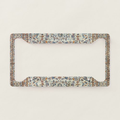 Central Persia Muted Dusty Cream Grey Rug License Plate Frame