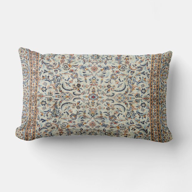 Central Persia Muted Dusty Cream Grey Rug Throw Pi Lumbar Pillow (Front)