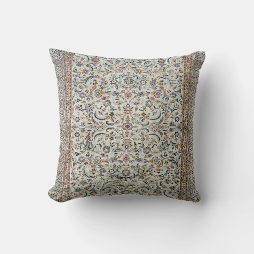 Central Persia Muted Dusty Cream Grey Rug Throw Pillow
