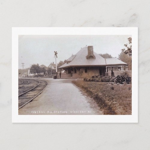 Central Railroad Station Vineland New Jersey Postcard