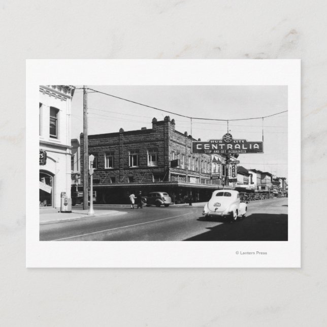 Centralia, WA Town View Main Street Photograph Postcard (Front)