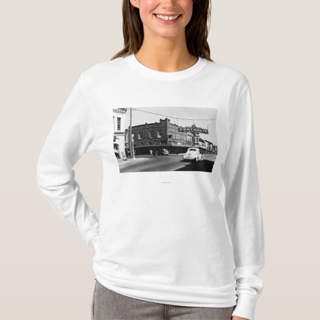 Centralia, WA Town View Main Street Photograph T-Shirt (Front)