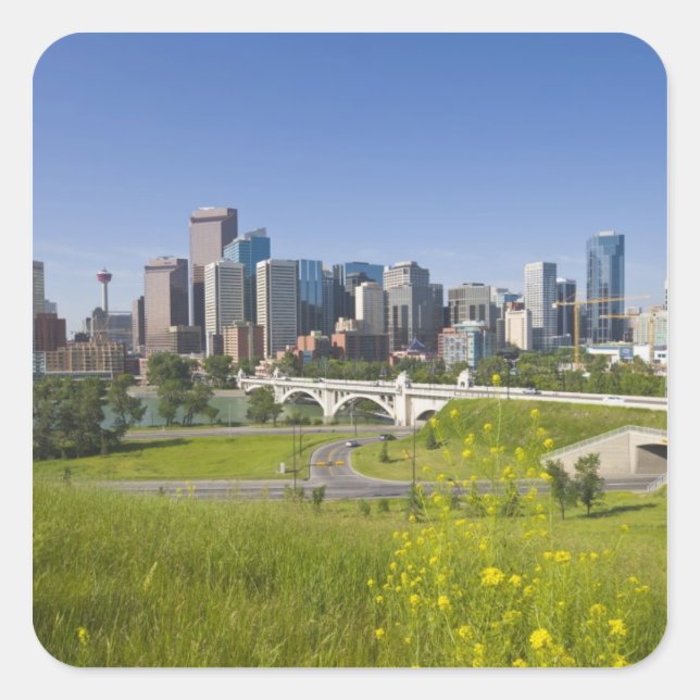 Centre St Bridge and Downtown Calgary, Alberta, 2 Square Sticker (Front)