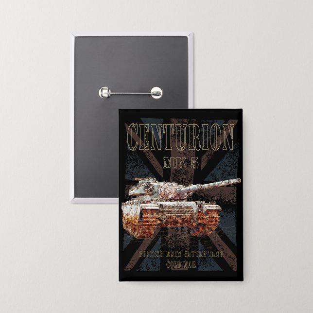 Centurion MK 5 MBT. British Main Battle Tank Button (Front/Back)