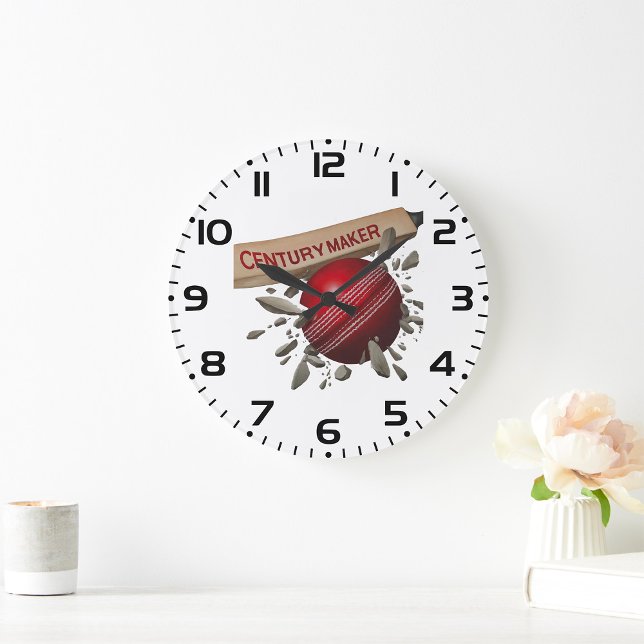 Century Maker Cricket Bat and Ball Sports Large Clock (Creator Uploaded)