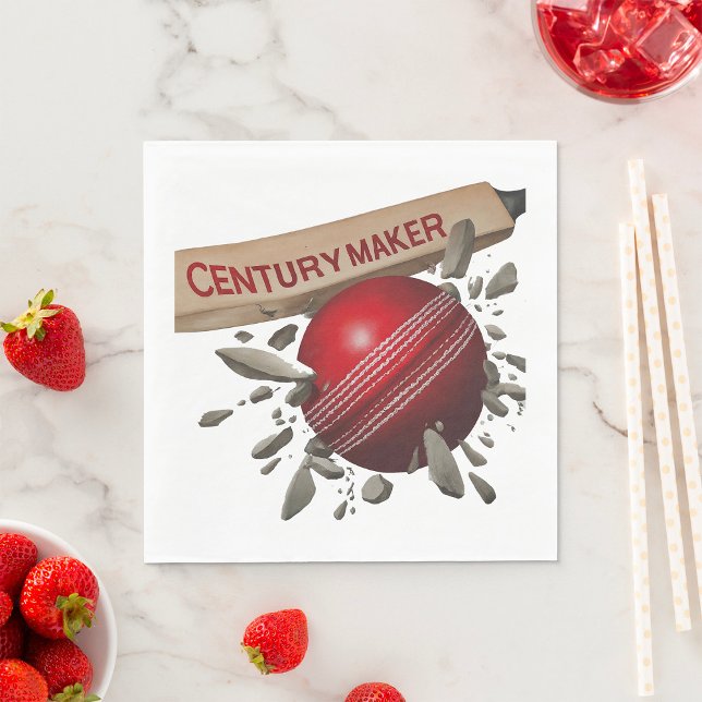 Century Maker Cricket Bat and Ball Sports Napkins (Creator Uploaded)