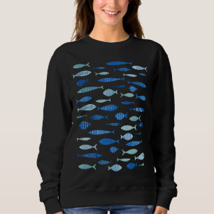 Century Modern Blue Fish Fishing Mcm Mid Mod Sweatshirt