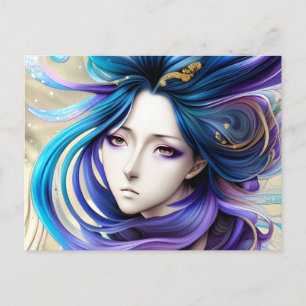 Century Portrait of a Manga Anime Beautiful Woman Postcard