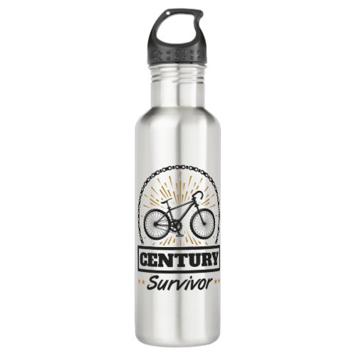 Century Survivor Cycling 100 Miles Bicycle Race Stainless Steel Water Bottle