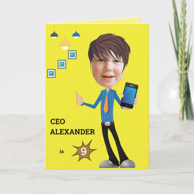 CEO Businessman BOY Photo Sensational FUN BirthdaY Card (Front)